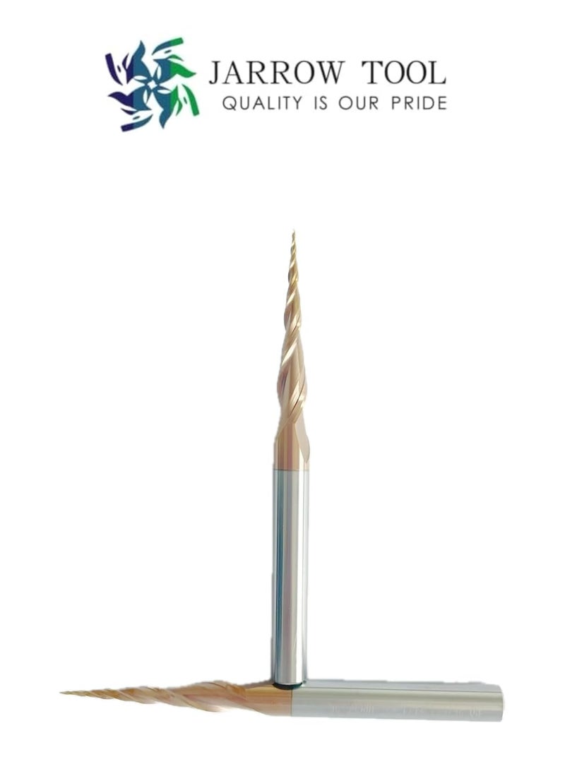 JARROW TOOL 2pcs Tapered Ball Nose End Mill with 0.5mm Tip Diameter (Radius=0.25mm) 5/4"*1/4" *3"Shank with CNC Router Bit 2D and 3D Engrave Carving Woodworking Tool - Image 1